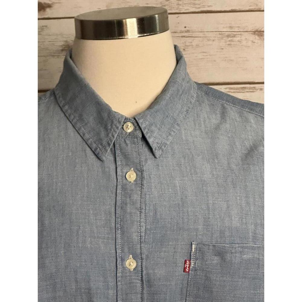 Levi's classic light blue cotton chambray Boyfriend Fit button-up shirt Size 2X - Picture 2 of 9